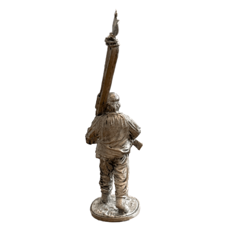 Zinnfigur Soldat mit Ski und Fahne