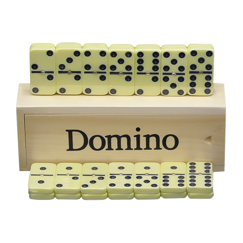 Domino klein, 4 x 2 cm, Box 16 x 6 х 3,5 cm.