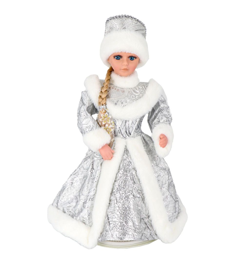 Fanciulla di neve in argento con scomparto per dolci e regali 40 cm