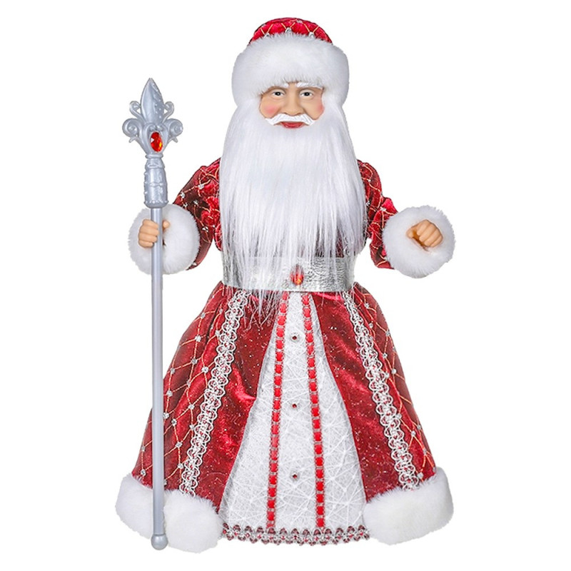 Babbo Natale in rosso e bianco con argento con scomparto per dolci e regali 40 cm