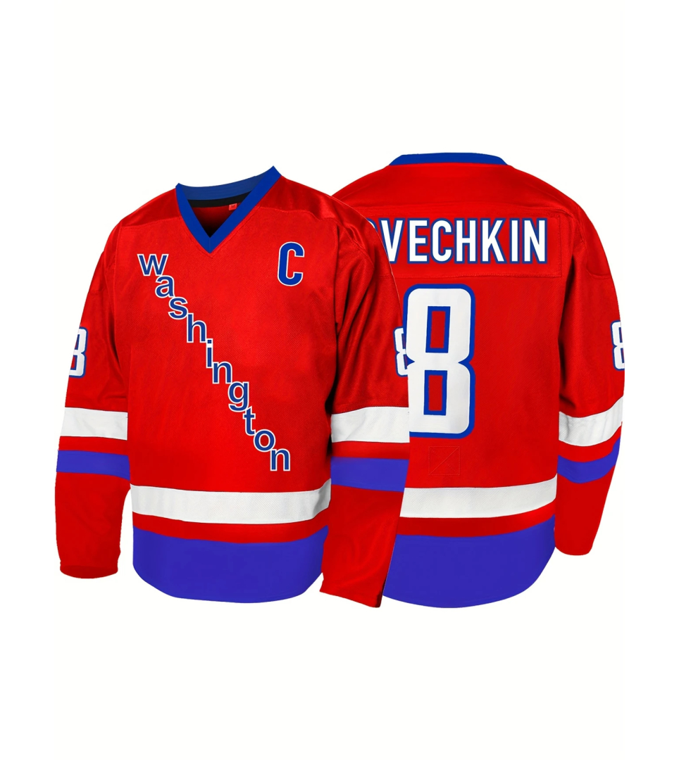 Maglia da hockey su ghiaccio ricamata Ovechkin