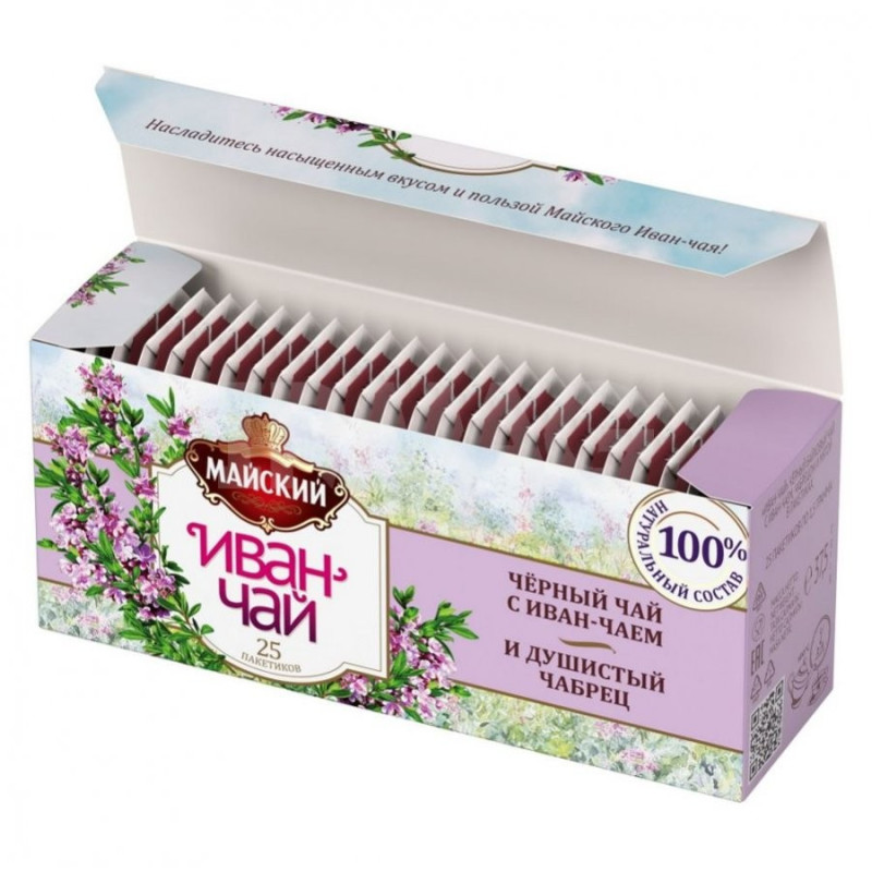Thé noir May Ivan-tea et thym parfumé 25x1,5gr Thé noir May Ivan-tea et thym parfumé 25x1,5gr