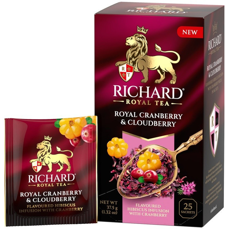 Tè nero Richard Royal Cranberry e Cloudberry 25x1,5gr