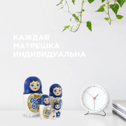 Матрешка деревянная Синяя роза 5 мест 10.5 см