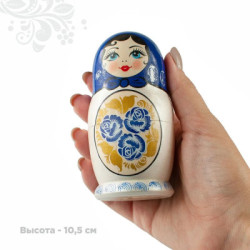 Hölzerne Matroschka Blaue Rose 5 Plätze 10,5 cm