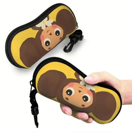 Custodia morbida per occhiali Cheburashka con portachiavi