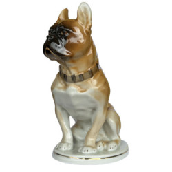 Sculpture bouledogue originale de l'URSS, usine de porcelaine de Leningrad LFZ