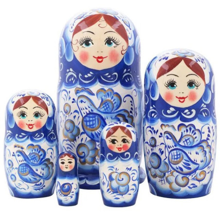 Russian wooden nesting doll "Bird of Happiness" 5-piece, 18 cm