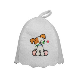 Bonnet en feutre pour enfant avec un chiot pour le sauna