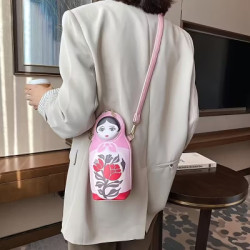 Adorabile borsa a tracolla russa a forma di matrioska per donna