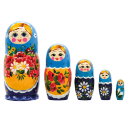 Muñeca Matryoshka Ramo de Amapolas 5 piezas 18 cm