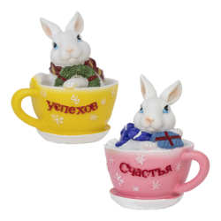 Rabbit in a Cup Piggy Bank 13cm